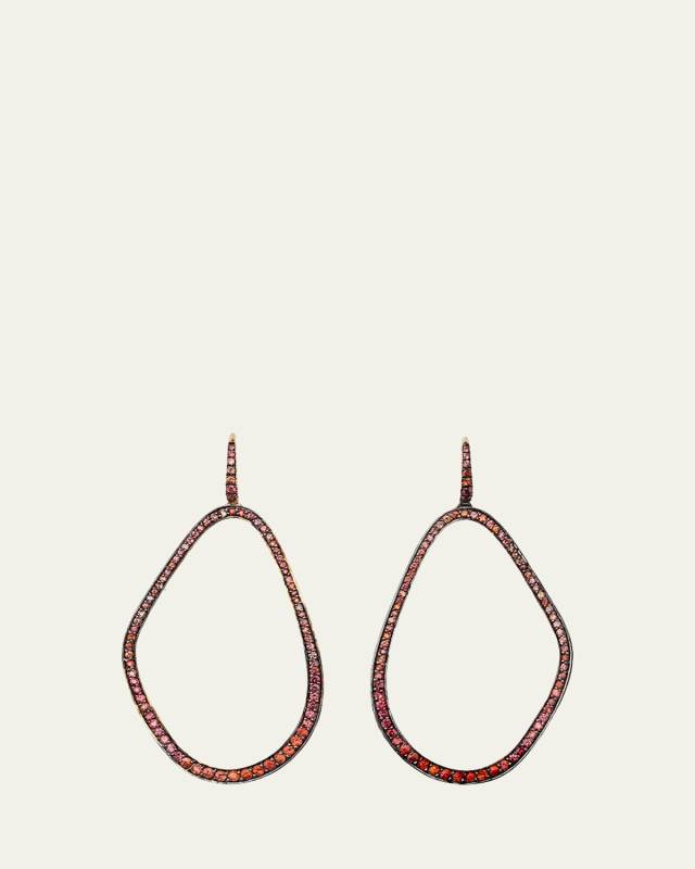 18K Gold Orange Sapphire Freeform Earrings with Black Rhodium